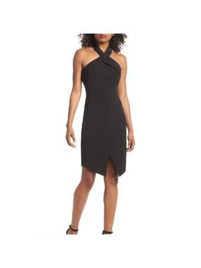 ADELYN RAE Halter Asymmetrical Sheath Dress